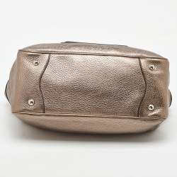 Pre Owned Prada Metallic Grey Leather Vitello Daino Front Pocket Shoulder Bag