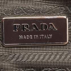Pre Owned Prada Metallic Grey Leather Vitello Daino Front Pocket Shoulder Bag