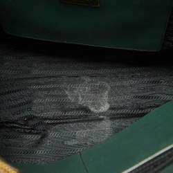 Pre Owned Prada Dark Green Saffiano Leather Medium Galleria Double Zip Tote