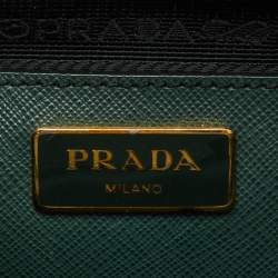 Pre Owned Prada Dark Green Saffiano Leather Medium Galleria Double Zip Tote