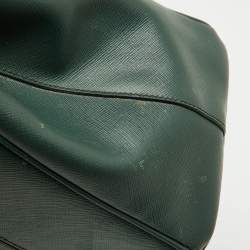 Pre Owned Prada Dark Green Saffiano Leather Medium Galleria Double Zip Tote