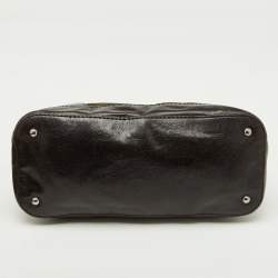 Pre Owned Prada Olive Green/Dark Brown Nylon and Leather Bauletto Bowler Bag