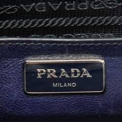 Pre Owned Prada Navy Blue Leather Small Twin Pocket Tote