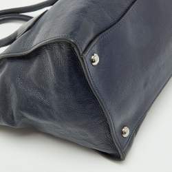 Pre Owned Prada Navy Blue Leather Small Twin Pocket Tote