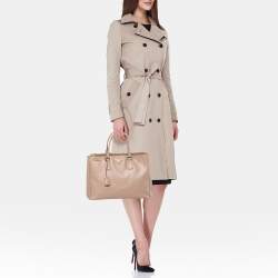 Pre Owned Prada Beige Saffiano Lux Leather Large Galleria Double Zip Tote