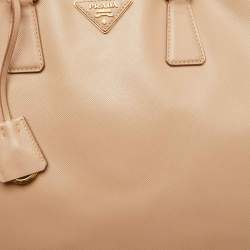 Pre Owned Prada Beige Saffiano Lux Leather Large Galleria Double Zip Tote