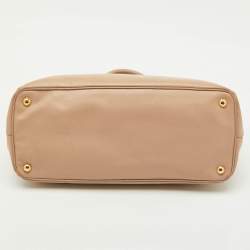 Pre Owned Prada Beige Saffiano Lux Leather Large Galleria Double Zip Tote