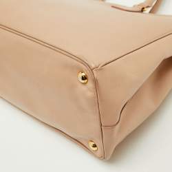 Pre Owned Prada Beige Saffiano Lux Leather Large Galleria Double Zip Tote