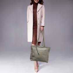 Pre Owned Prada Grey Vitello Daino Leather Zip Tote