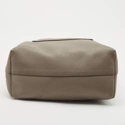 Pre Owned Prada Grey Vitello Daino Leather Zip Tote