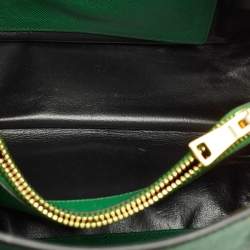 Pre Owned Prada Green Saffiano Leather Promenade Studded Satchel