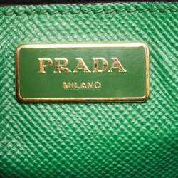Pre Owned Prada Green Saffiano Leather Promenade Studded Satchel