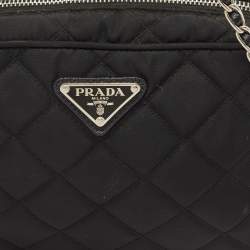 Pre Owned حقيبة برادا سلسلة قماش نايلون مبطن أسود بانولييرا