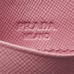 Pre Owned Prada Pink Saffiano Leather Logo Card Holder