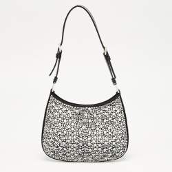 Pre Owned Prada Black Satin Crystal Embellished Cleo Shoulder Bag