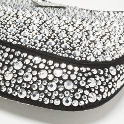 Pre Owned Prada Black Satin Crystal Embellished Cleo Shoulder Bag