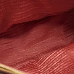 Pre Owned Prada Red Saffiano Lux Leather Large Double Zip Tote