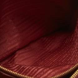 Pre Owned Prada Red Saffiano Lux Leather Large Double Zip Tote