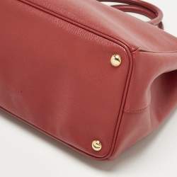 Pre Owned Prada Red Saffiano Lux Leather Large Double Zip Tote