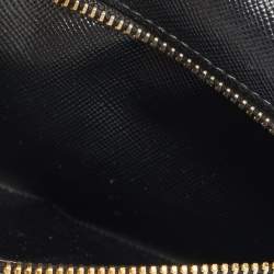 Pre Owned Prada Black Saffiano Lux Leather Logo Trifold Wallet