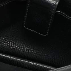 Pre Owned Prada Black Saffiano Lux Leather Logo Trifold Wallet