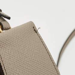 Pre Owned Prada Grey Saffiano Cuir Leather Medium Panier Top Handle Bag