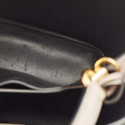 Pre Owned Prada Grey Saffiano Cuir Leather Medium Panier Top Handle Bag