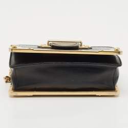 Pre Owned Prada Black Crocodile and Leather Cahier Chain Clutch