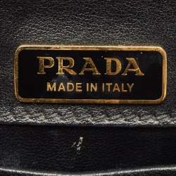 Pre Owned Prada Black Crocodile and Leather Cahier Chain Clutch