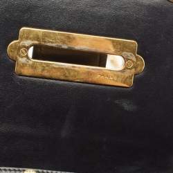 Pre Owned Prada Black Crocodile and Leather Cahier Chain Clutch