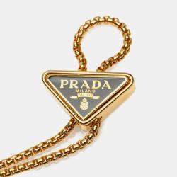 Pre Owned Prada Black Saffiano Card Holder On Chain