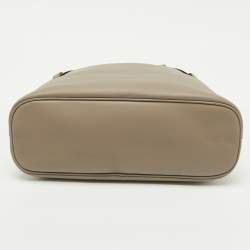 Pre Owned Prada Clay Grey Leather Small Buckle Detail Tote