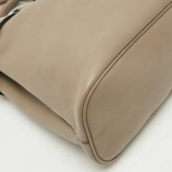 Pre Owned Prada Clay Grey Leather Small Buckle Detail Tote