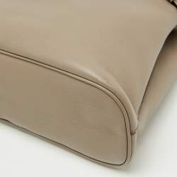 Pre Owned Prada Clay Grey Leather Small Buckle Detail Tote