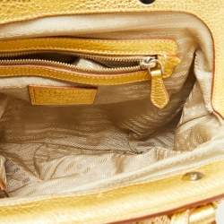 Pre Owned Prada Beige/Gold Woven Raffia and Leather Satchel
