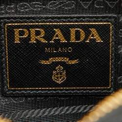 Pre Owned Prada Black Saffiano Leather Embellished Bauletto Bag