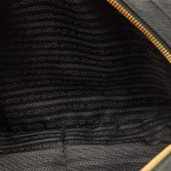 Pre Owned Prada Black Saffiano Leather Embellished Bauletto Bag