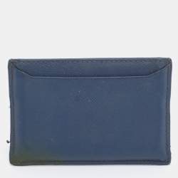 Pre Owned Prada Blue Saffiano Metal Leather Card Holder