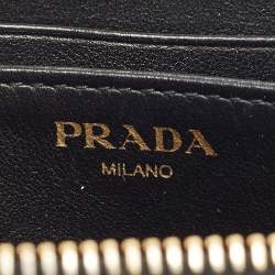 Pre Owned Prada Black Move Leather Leather Zip Coin Purse