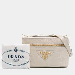 Pre Owned Prada White Mini Vitello Daino Vanity Bag