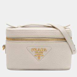 Pre Owned Prada White Mini Vitello Daino Vanity Bag
