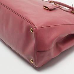 Pre Owned Prada Dark Pink Saffiano Leather Large Double Zip Tote