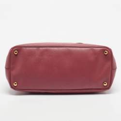 Pre Owned Prada Dark Pink Saffiano Leather Large Double Zip Tote