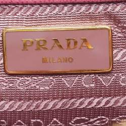 Pre Owned Prada Dark Pink Saffiano Leather Large Double Zip Tote