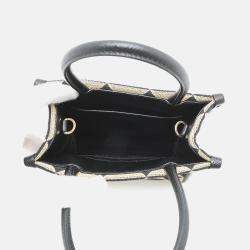 Pre Owned Prada Symbol Embroideryfabric Mini Bag Black/Beige Canvas