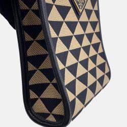 Pre Owned Prada Symbol Embroideryfabric Mini Bag Black/Beige Canvas