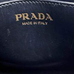 Pre Owned Prada Symbol Embroideryfabric Mini Bag Black/Beige Canvas