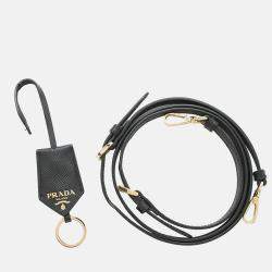 Pre Owned Prada Symbol Embroideryfabric Mini Bag Black/Beige Canvas