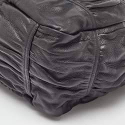 Pre Owned Prada Black Leather Cervo Drawstring Bag