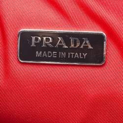 Pre Owned Prada Black/Red Nylon and Leather Puffer Cargo Pocket Shoulder Bag
